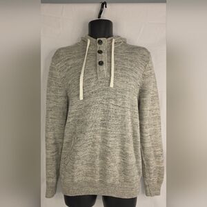 L.O.G.G H&M Men's Gray Hooded Sweater Buttons Size Small CB-3240